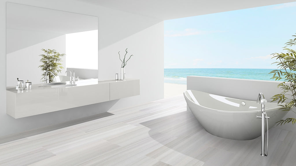 Elevate Your Bathroom with White Floor Tiles
