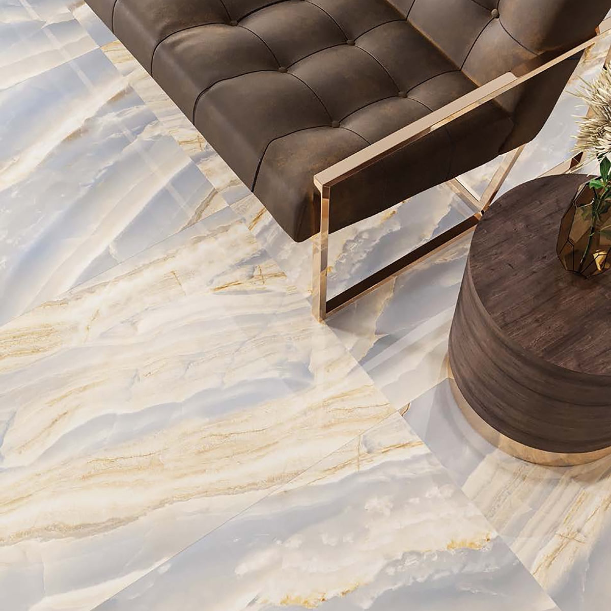 Onyx Opera Blue Sugar Effect Semi-Glossy 24x48 Onyx Look Porcelain Til ...