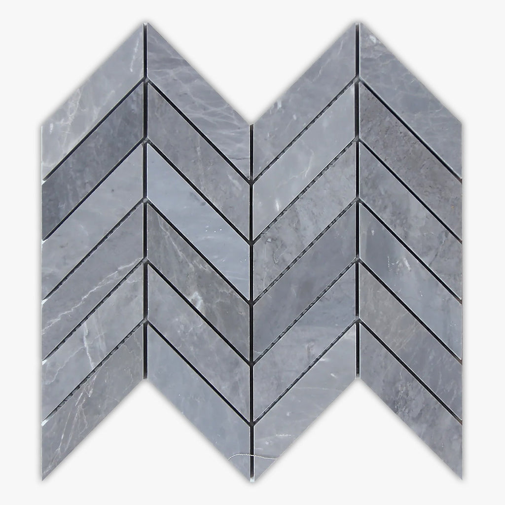 Earth Gray Honed 1x4 Chevron Marble Mosaic