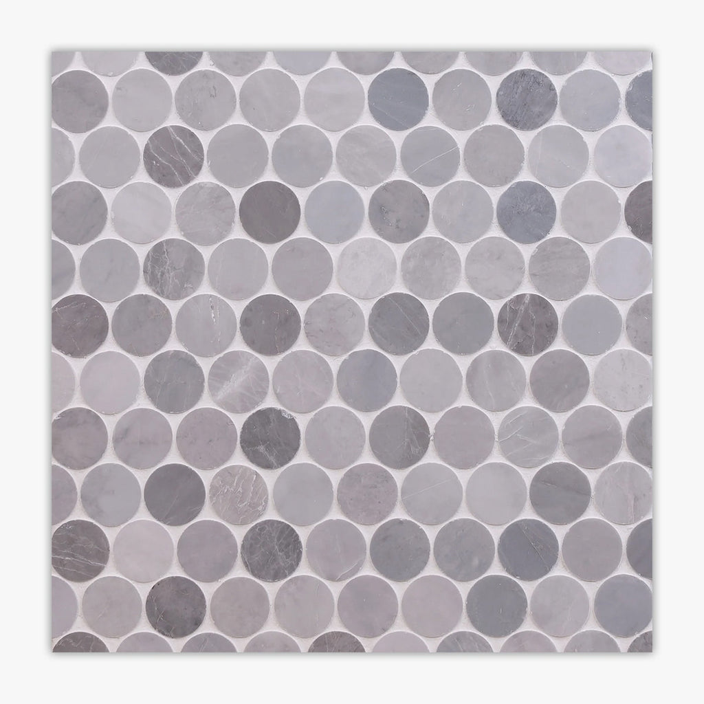 Earth Gray Honed Penny Round Marble Mosaic