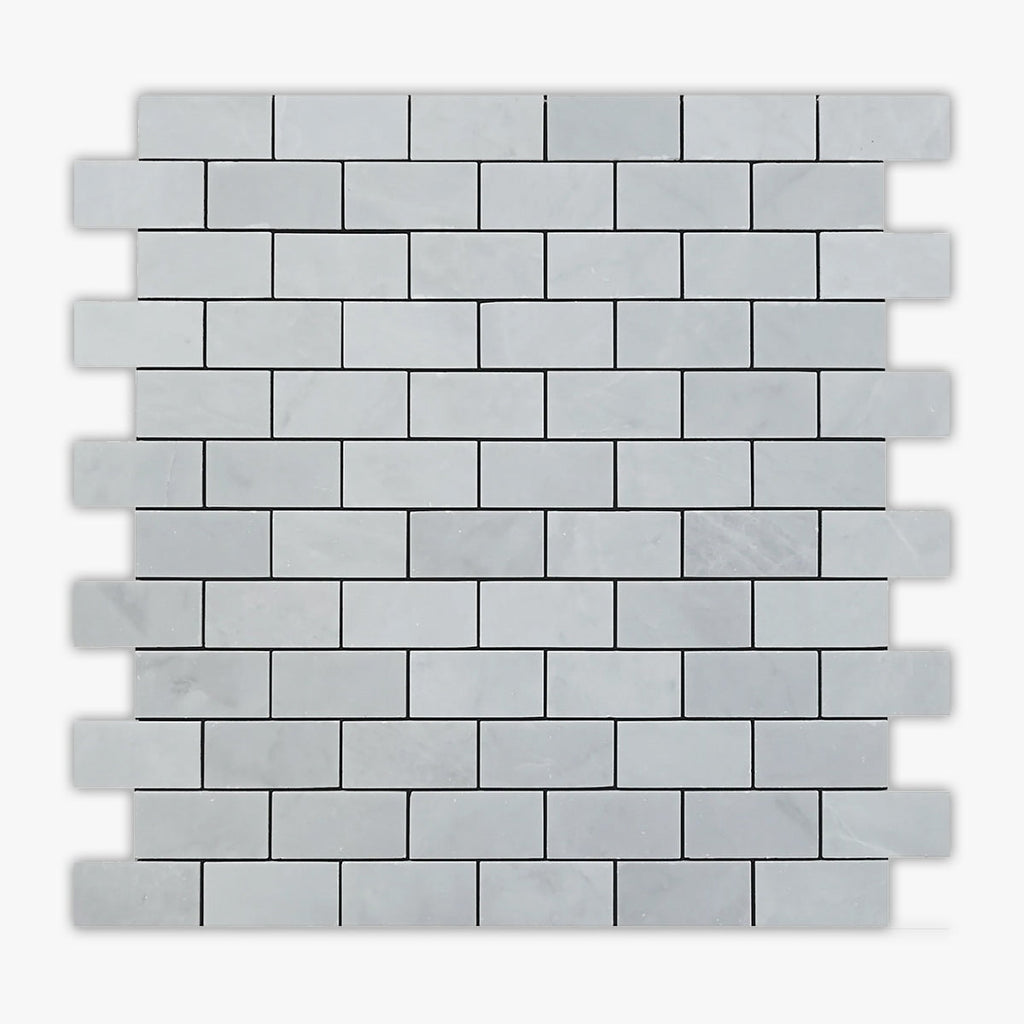 Ice Gray Honed 1x2 Brick Marble Mosaic