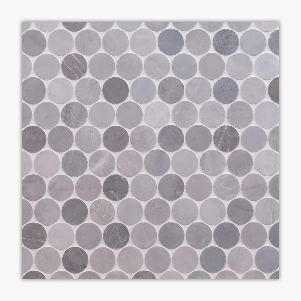 Ice Gray Honed Penny Round Marble Mosaic