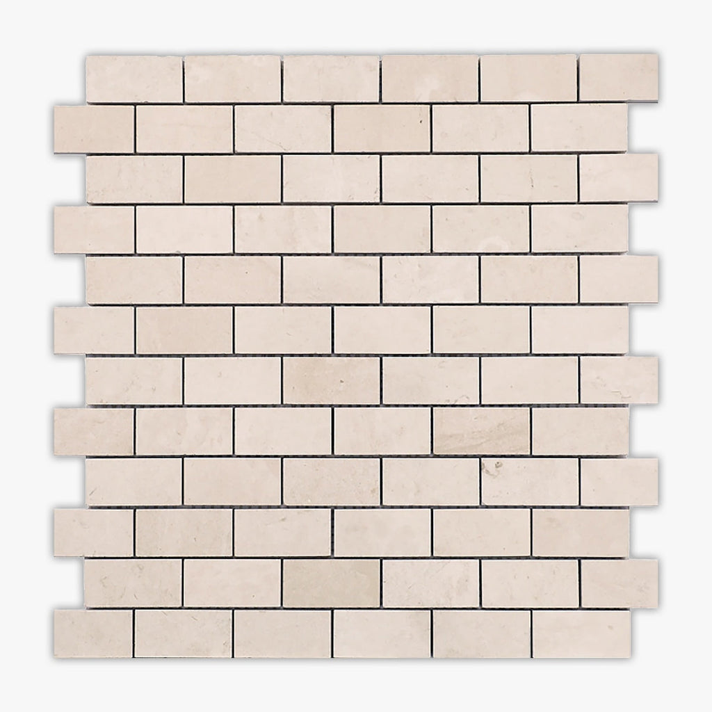 Aero Cream Honed 1x2 Brick Marble Mosaic