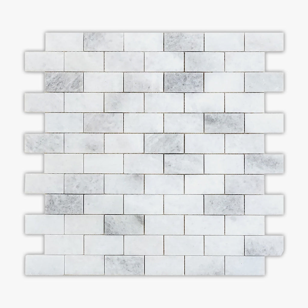 Biarritz White Polished 1x2 Brick Marble Mosaic