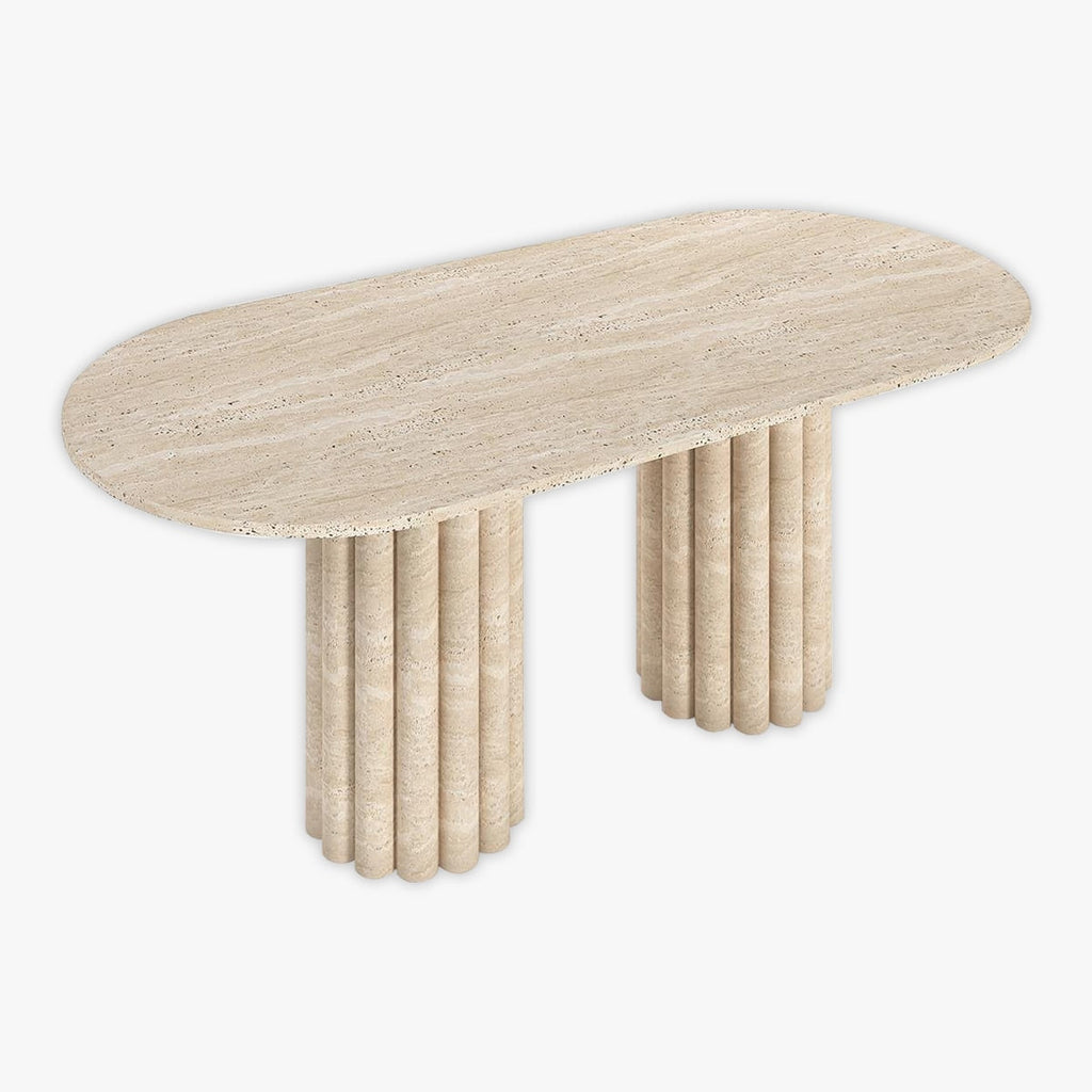 Oval Fluted Travertine Dining Table