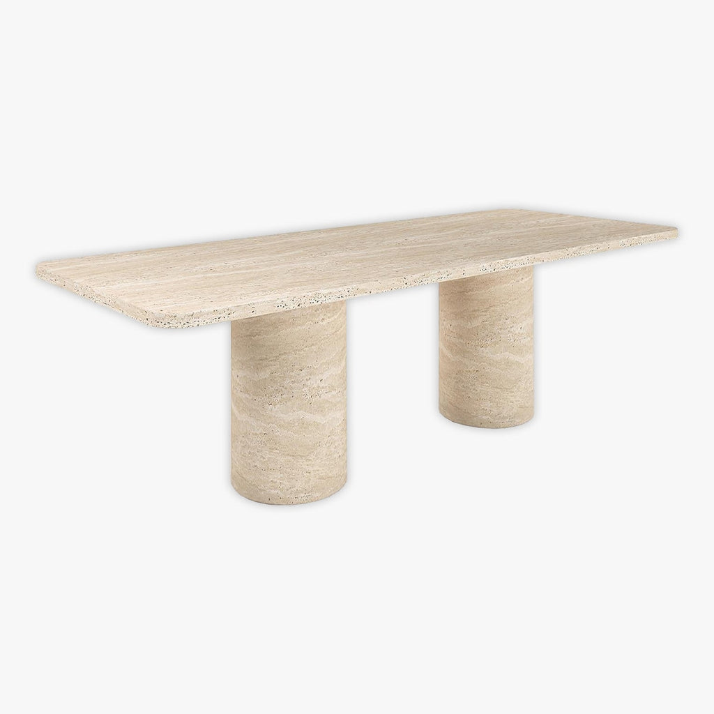 Rectangle Cylindrical Travertine Dining Table