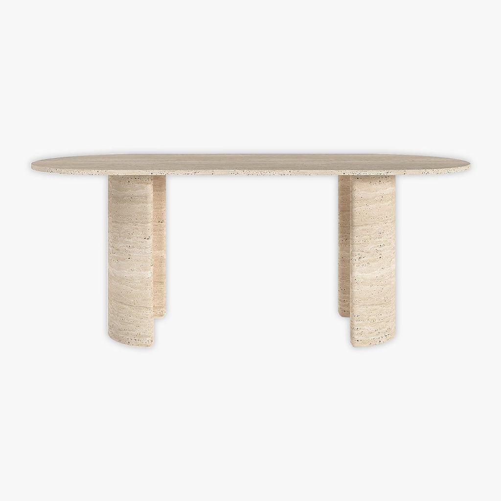 Oval C-Leg Travertine Dining Table