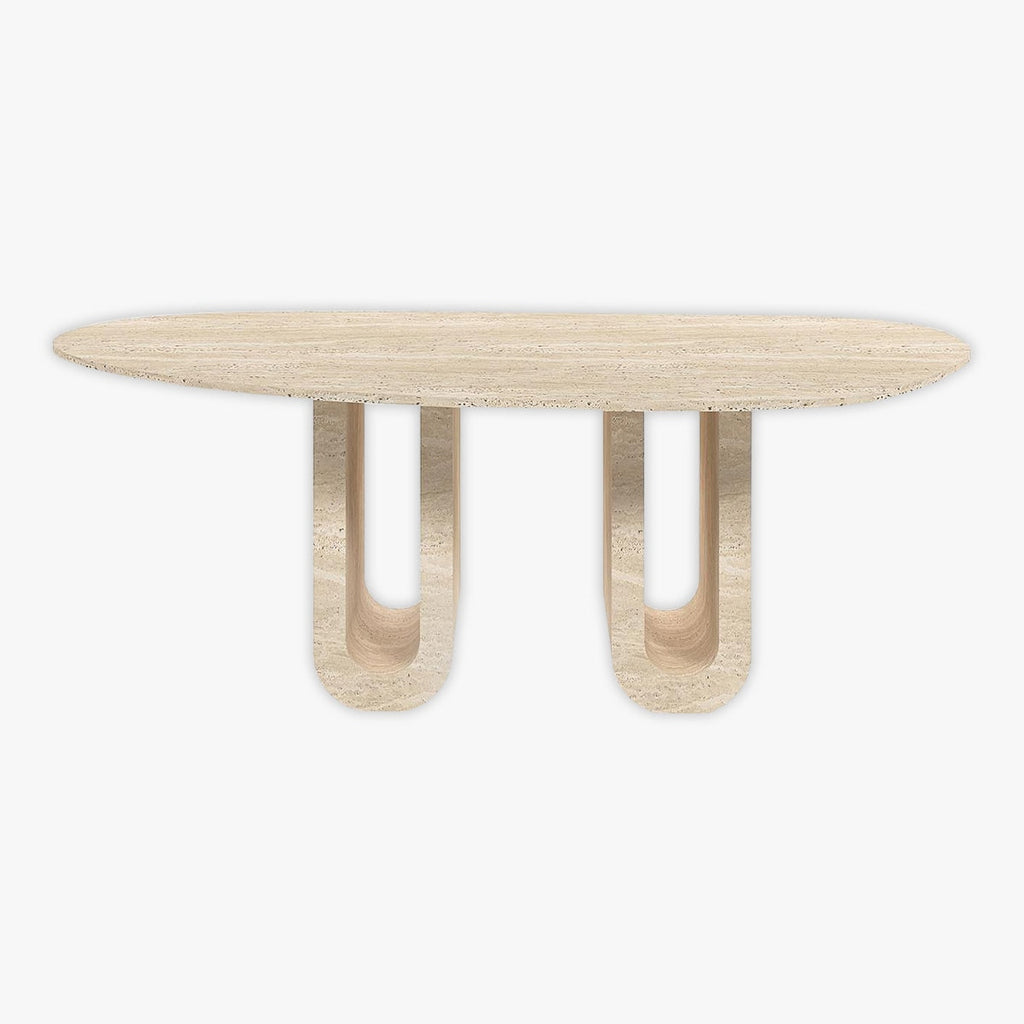 Oval U-Leg Travertine Dining Table