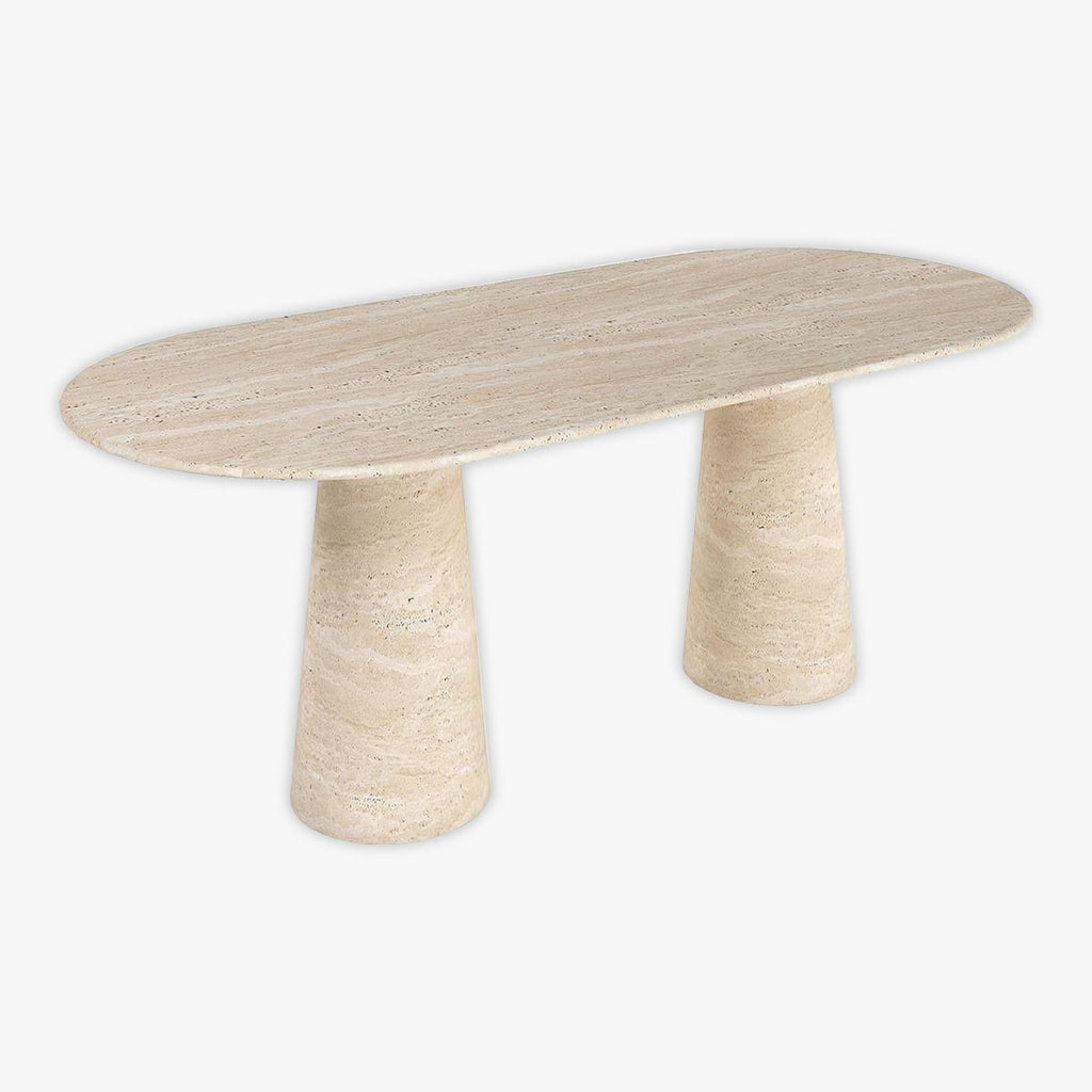 Oval Conical Travertine Dining Table