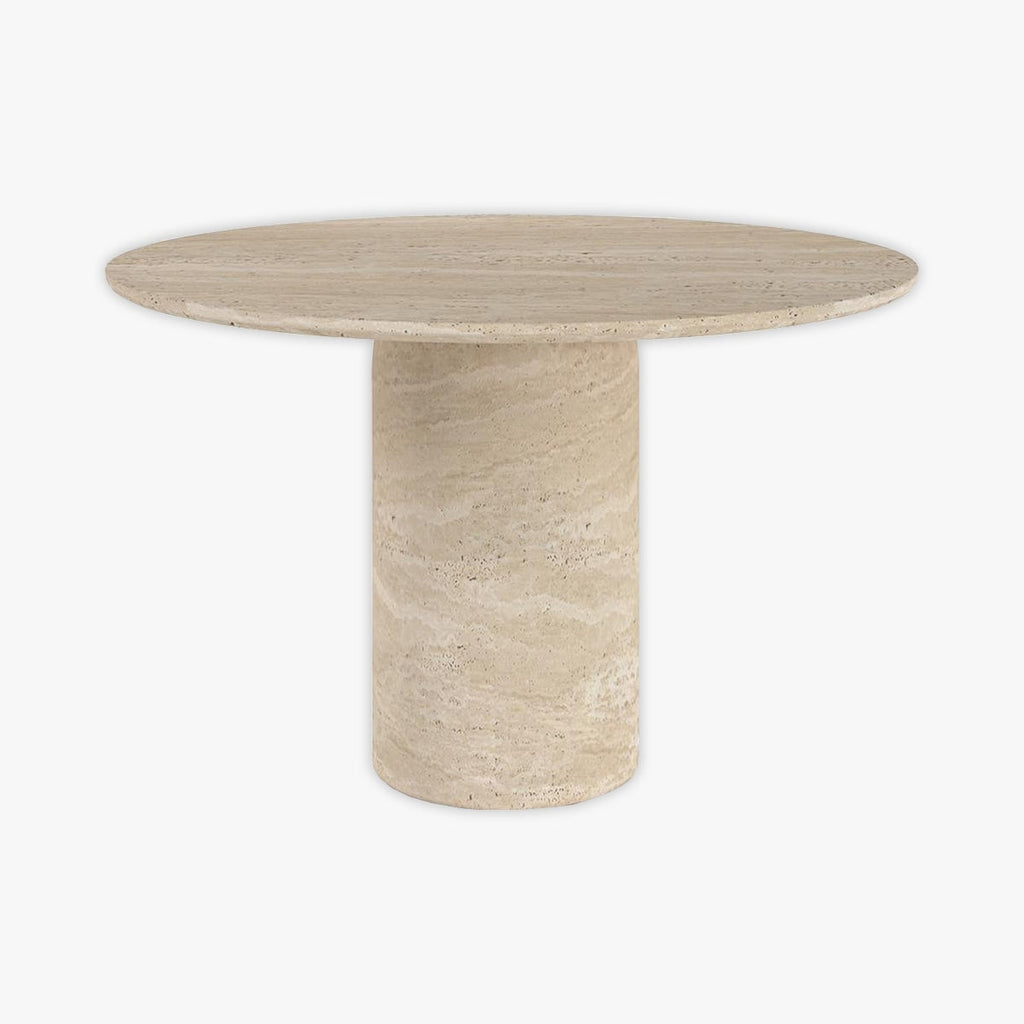 Round Cylindrical Leg Travertine Kitchen Table