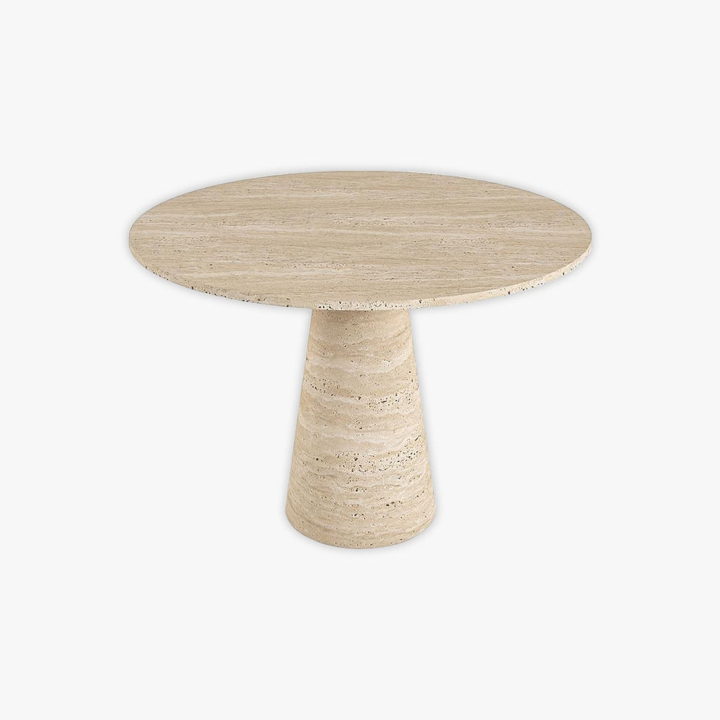 Trendy Conical Leg Travertine Circle Kitchen Table