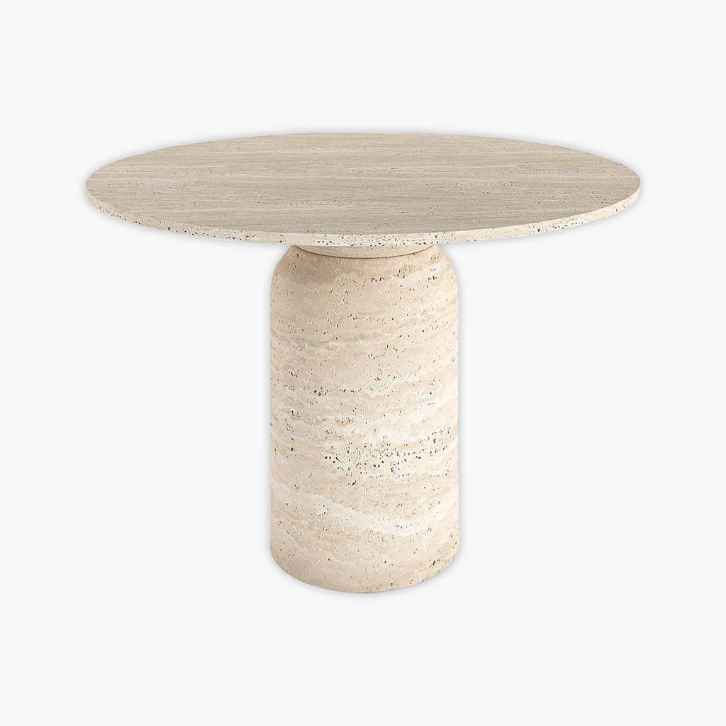 Fashionable Deco-Cylindrical Leg Travertine Small Kitchen Table