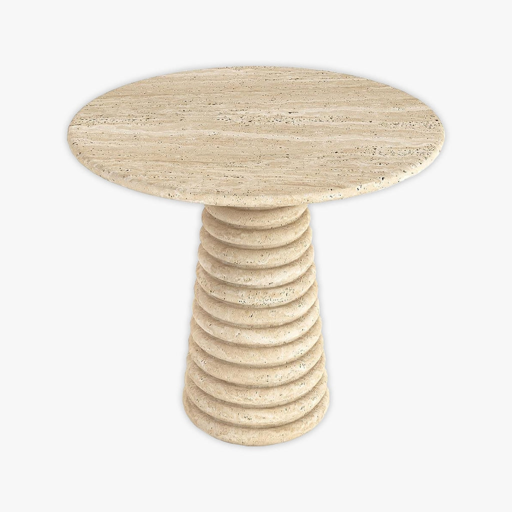 Stylish Curly Leg Travertine Circle Kitchen Table