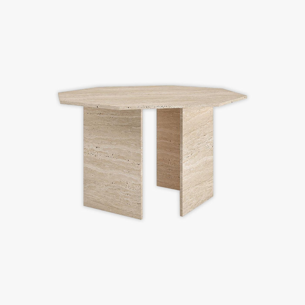 Hexagonal C-Leg Travertine Modern Kitchen Table