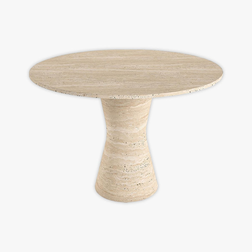 Elegant Conical Leg Travertine Round Kitchen Table