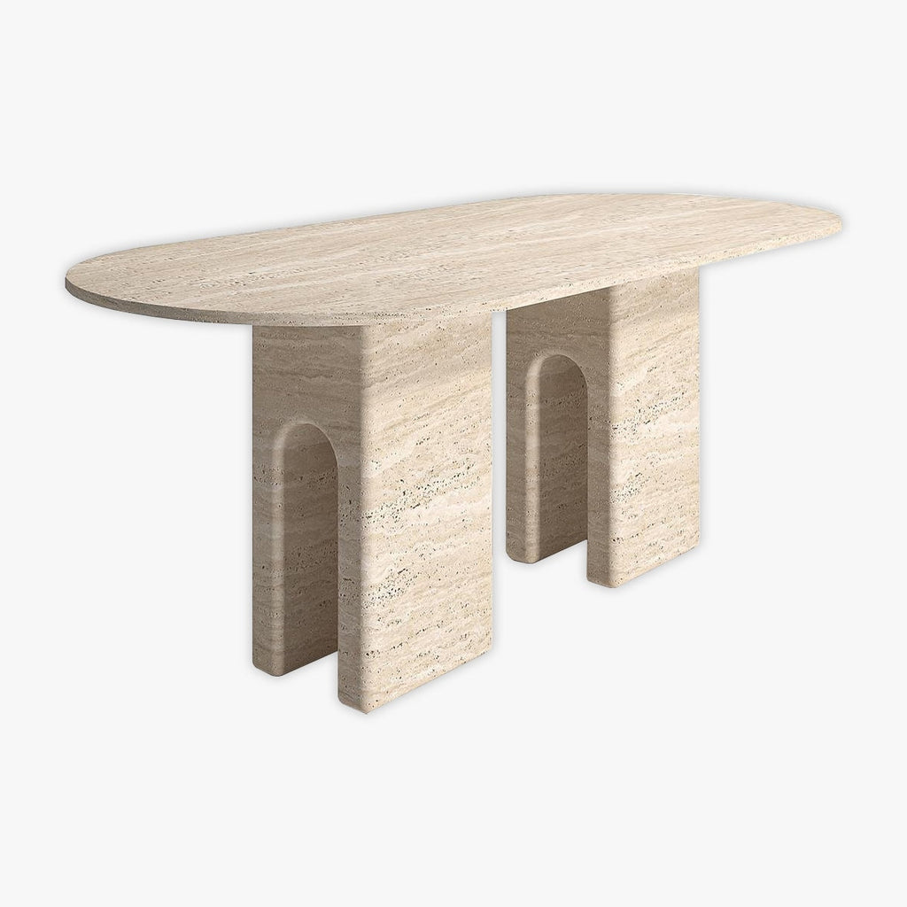 Oval Stylish Leg Travertine Farmhouse Kitchen Table