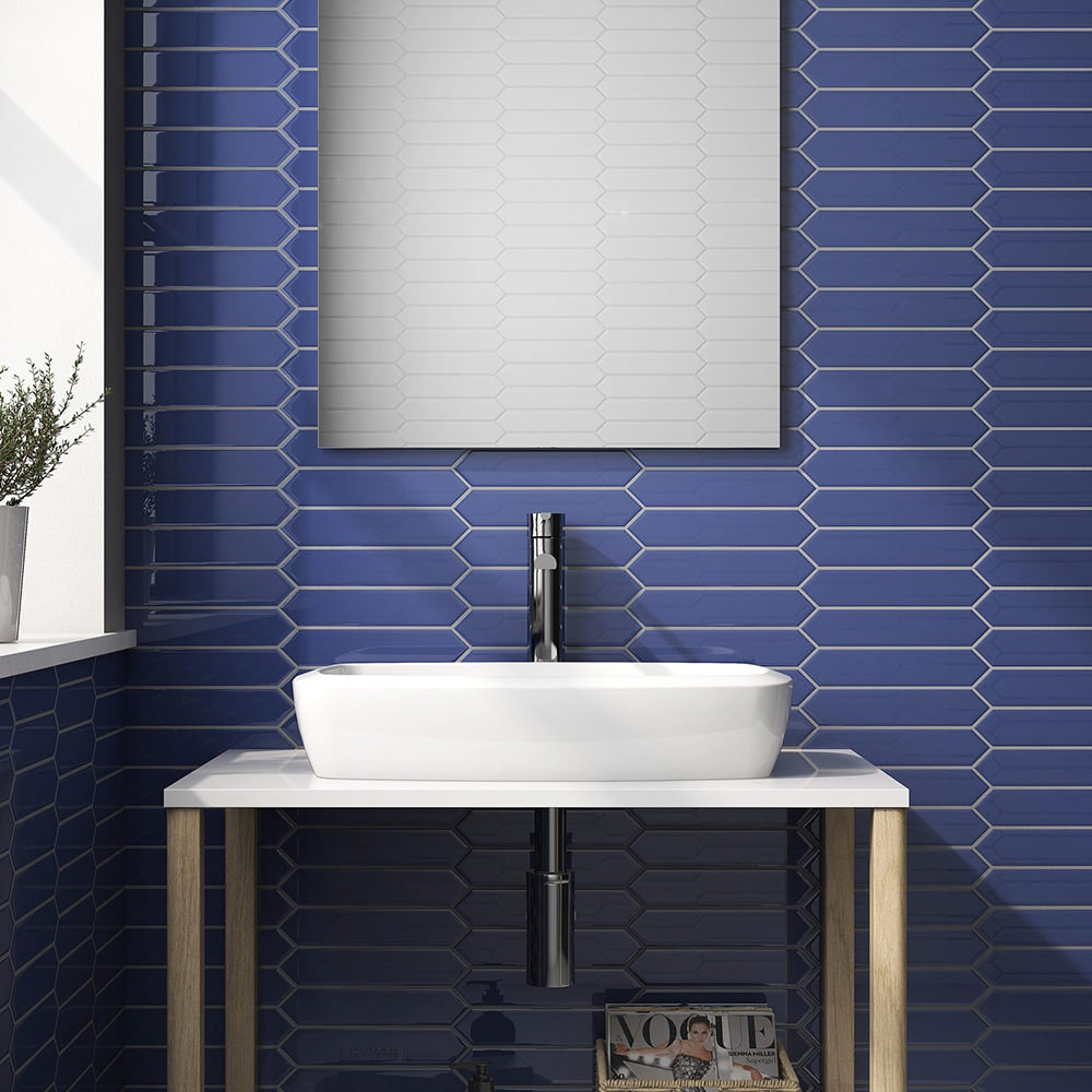 Block Azul Matte 2x10 Arrow Ceramic Wall Deco – Direct Stone Source