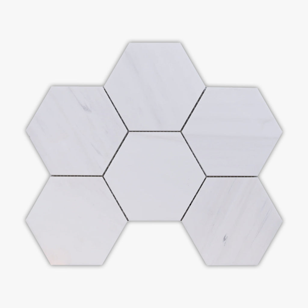 Bianco Dolomiti Honed 5 Inch Hexagon Marble Mosaic
