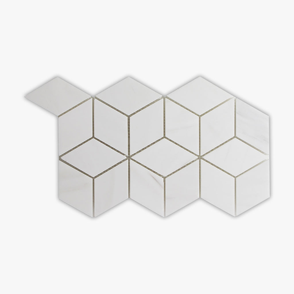 Bianco Dolomiti Honed 2x8 Rhombus Marble Mosaic