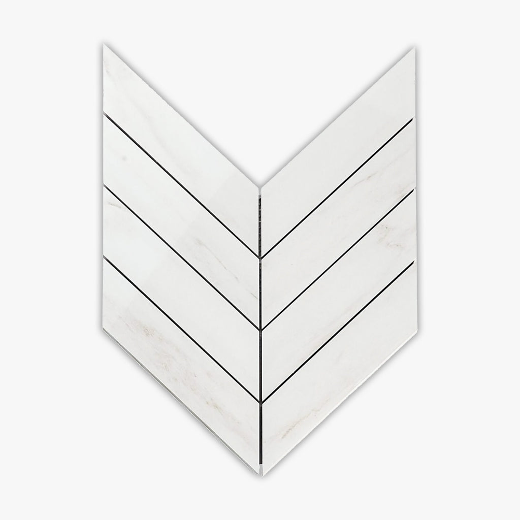 Bianco Dolomiti Polished 2x8 Chevron Marble Mosaic