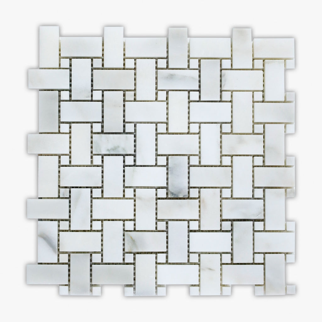 Calacatta Honed 1x2 Basket Weave Marble Mosaic