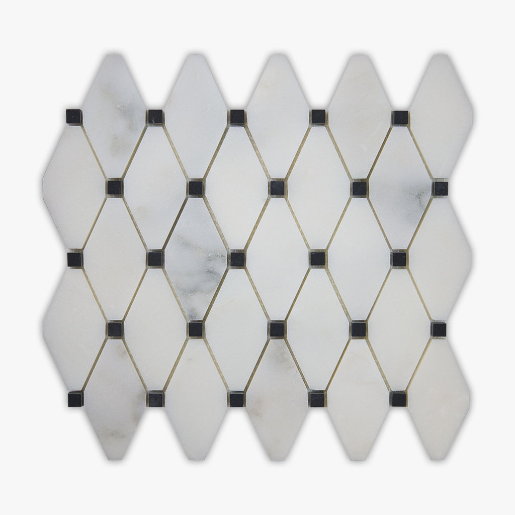 Calacatta & Black Honed Long Octagon Marble Mosaic