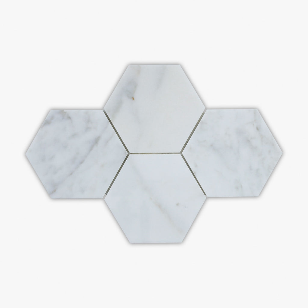 Calacatta Honed 6 Inch Hexagon Marble Mosaic