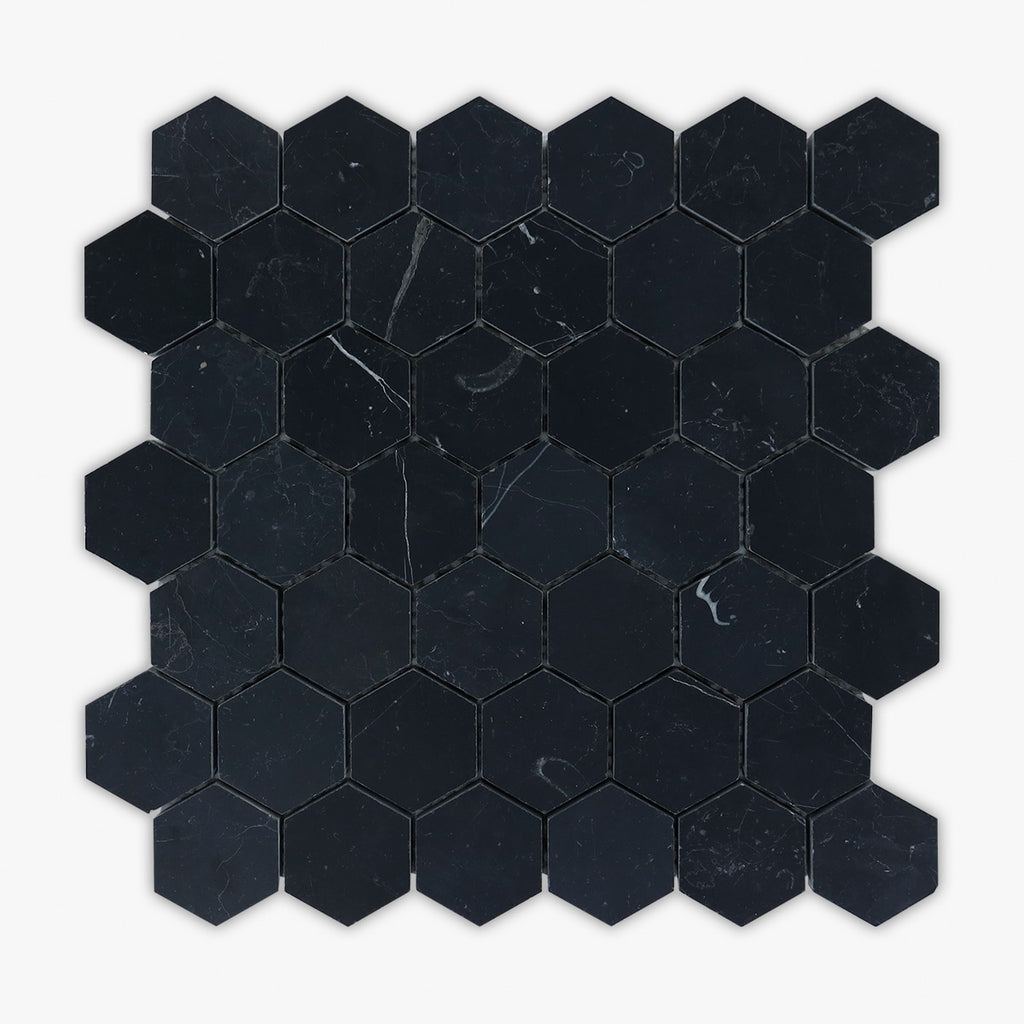 Neromarquina Polished 2 Inch Hexagon Marble Mosaic