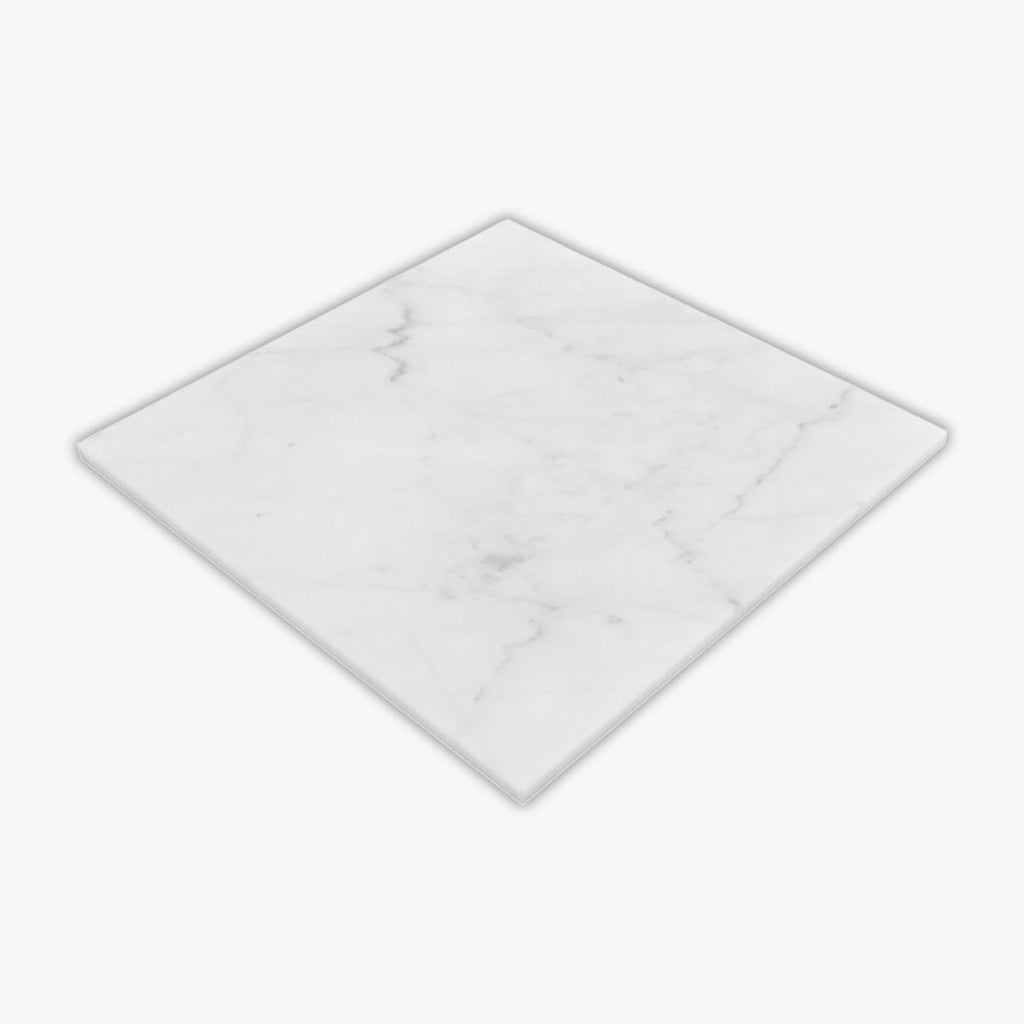 White Carrara Honed 18x18 Marble Tile