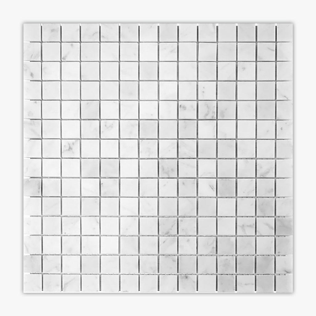 White Carrara Honed 1x1 Marble Mosaic