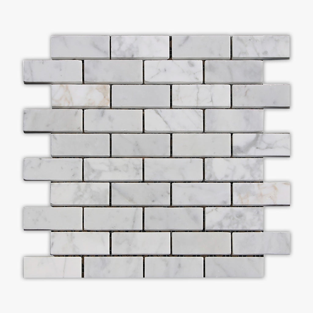 White Carrara Polished 1x3 Brick Marble Mosaic