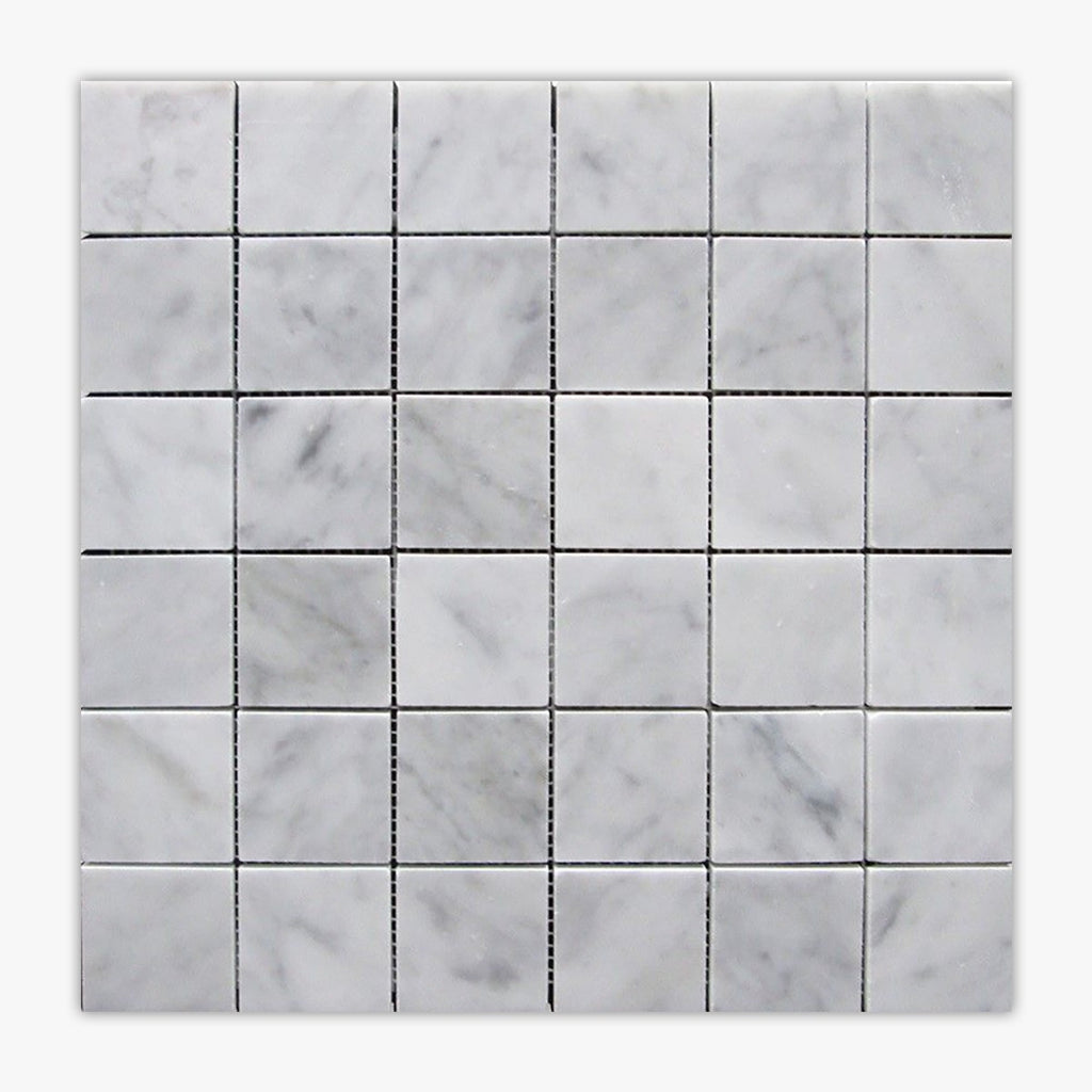 White Carrara Honed 2x2 Square Marble Mosaic