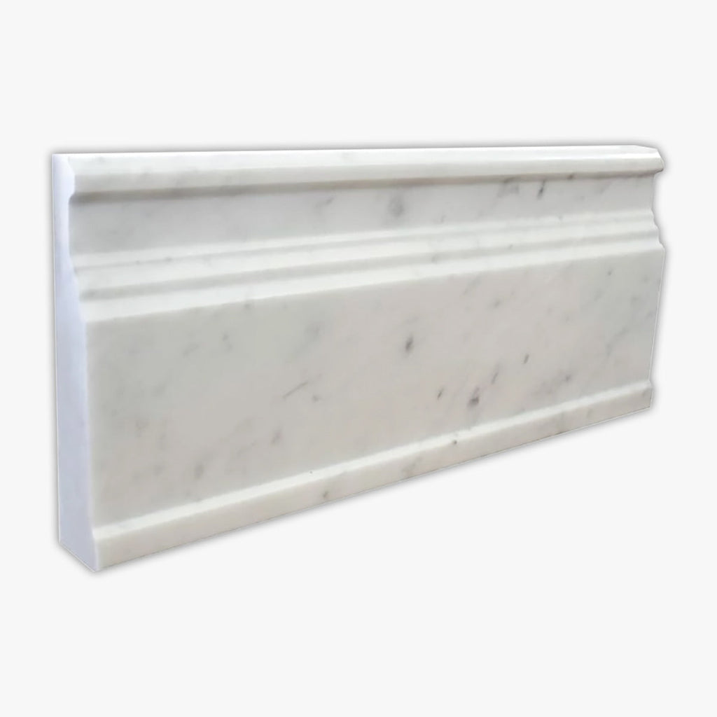 White Carrara Honed 5x12 Base Marble Molding
