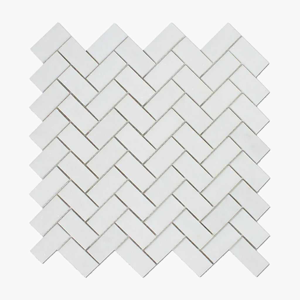 Thassos Polished 3/4x2 Herrringbone Marble Mosaic