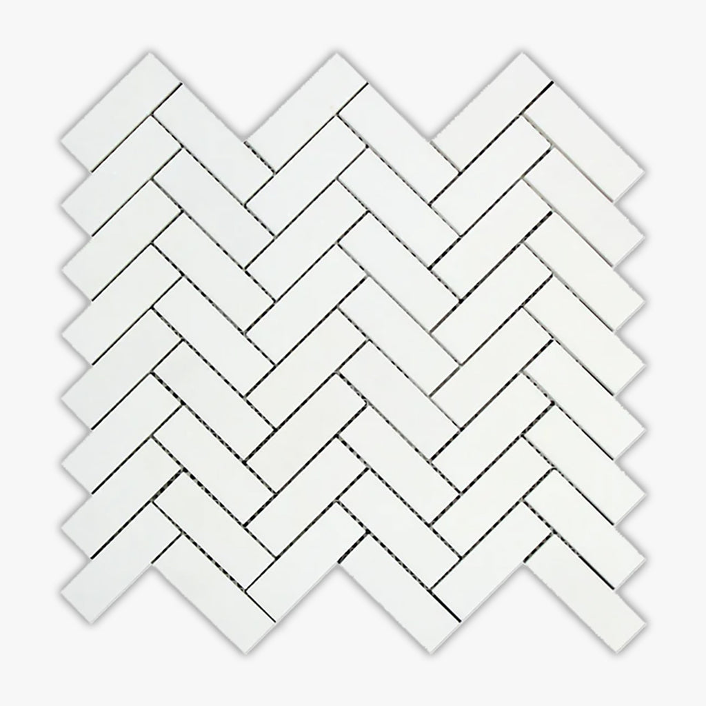 Thassos Polished 1x3 Herringbone Marble Mosaic