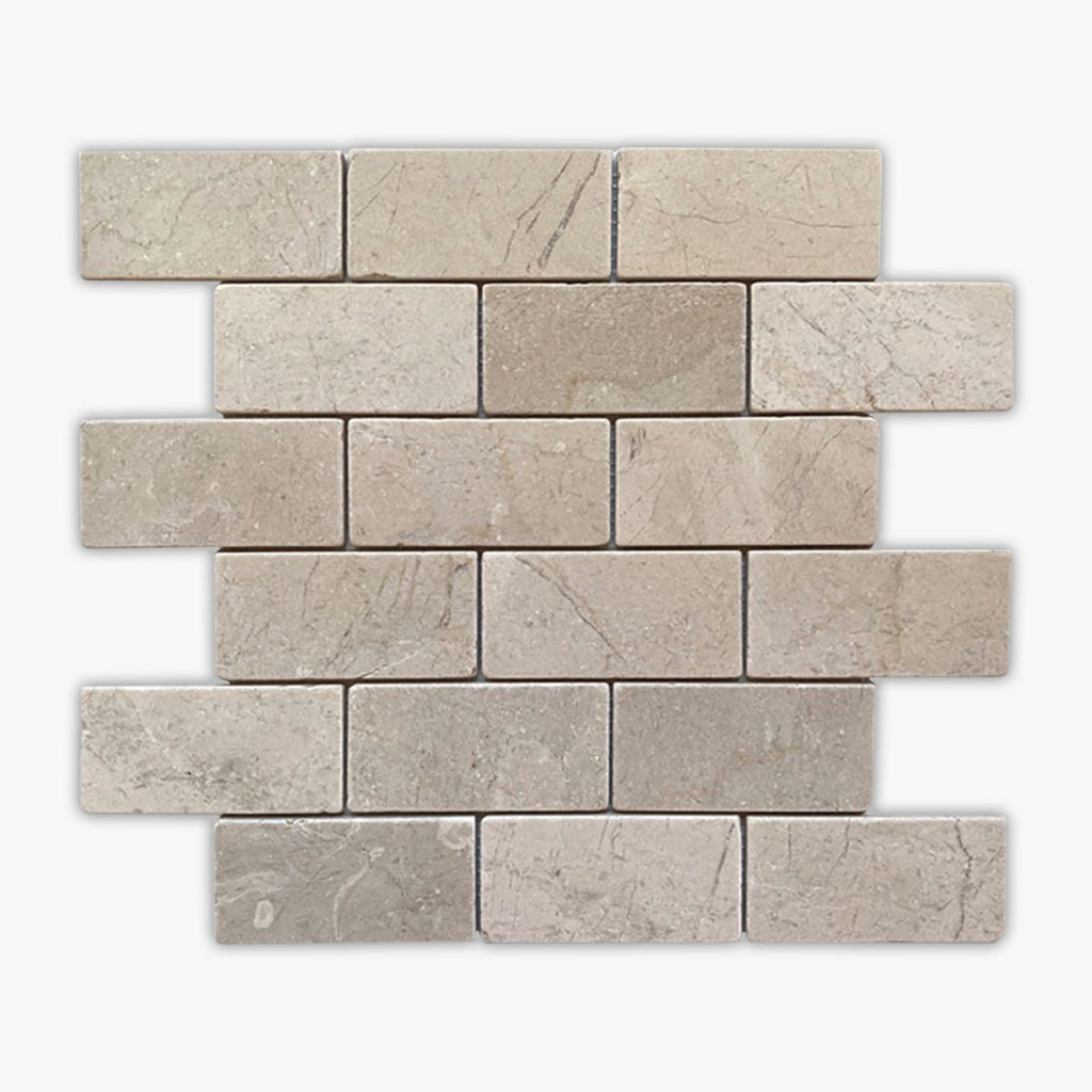 Crema Marfil Honed 2x4 Brick Marble Mosaic