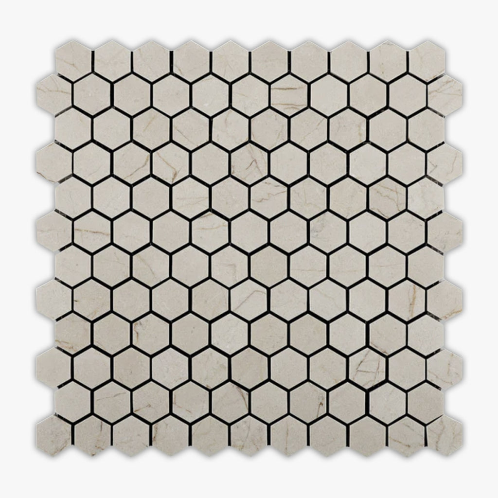 Crema Marfil Honed 1 Inch Hexagon Marble Mosaic