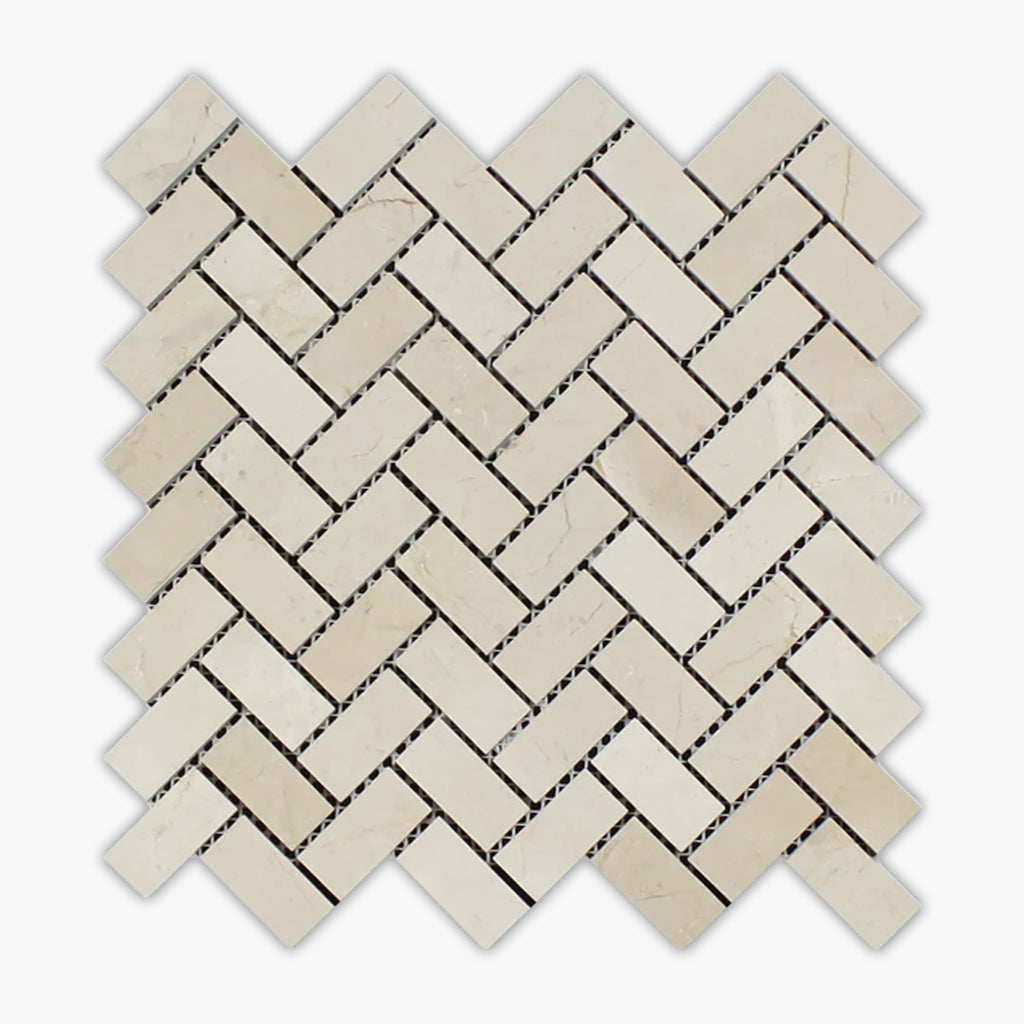 Crema Marfil Honed 3/4x2 Herringbone Marble Mosaic