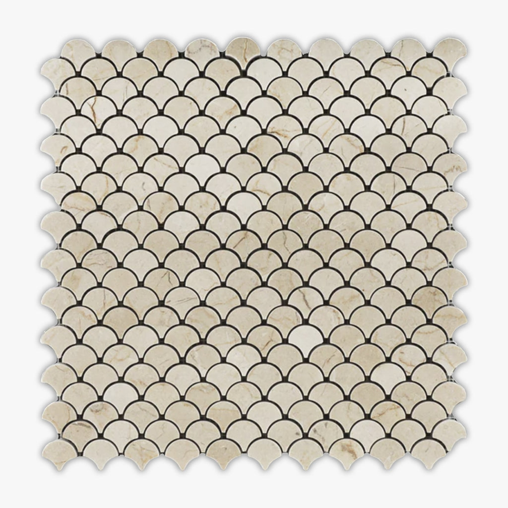Crema Marfil Polished Fan Shape Marble Mosaic