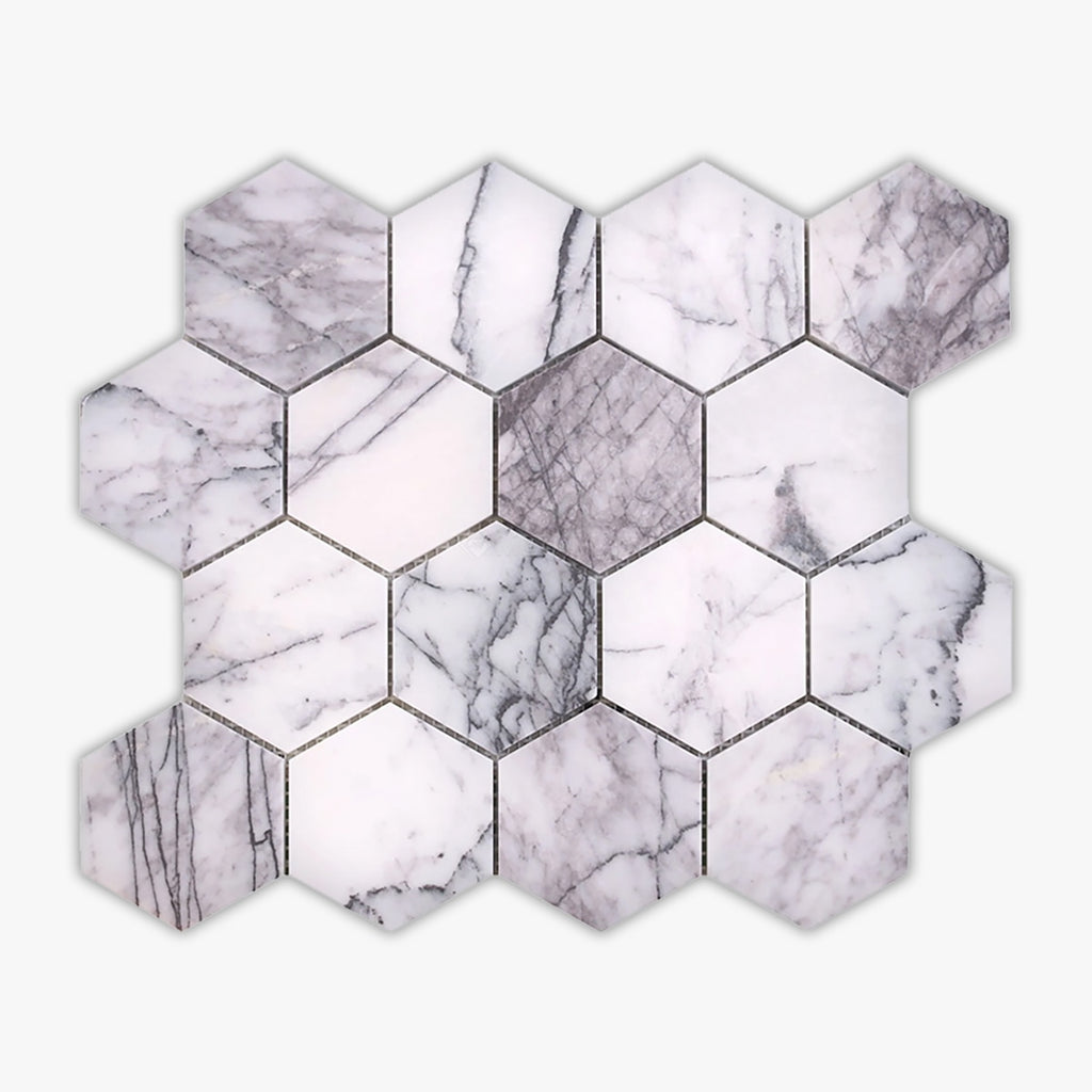 Lilac Honed 3 Inch Hexagon Marble Mosaic