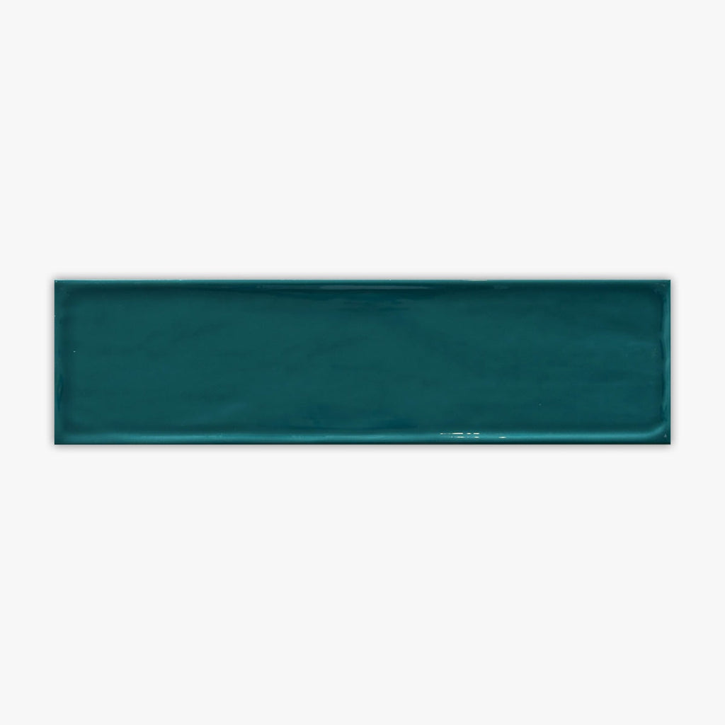 Flow Peacock Green Glossy 4x16 Ceramic Wall Tile