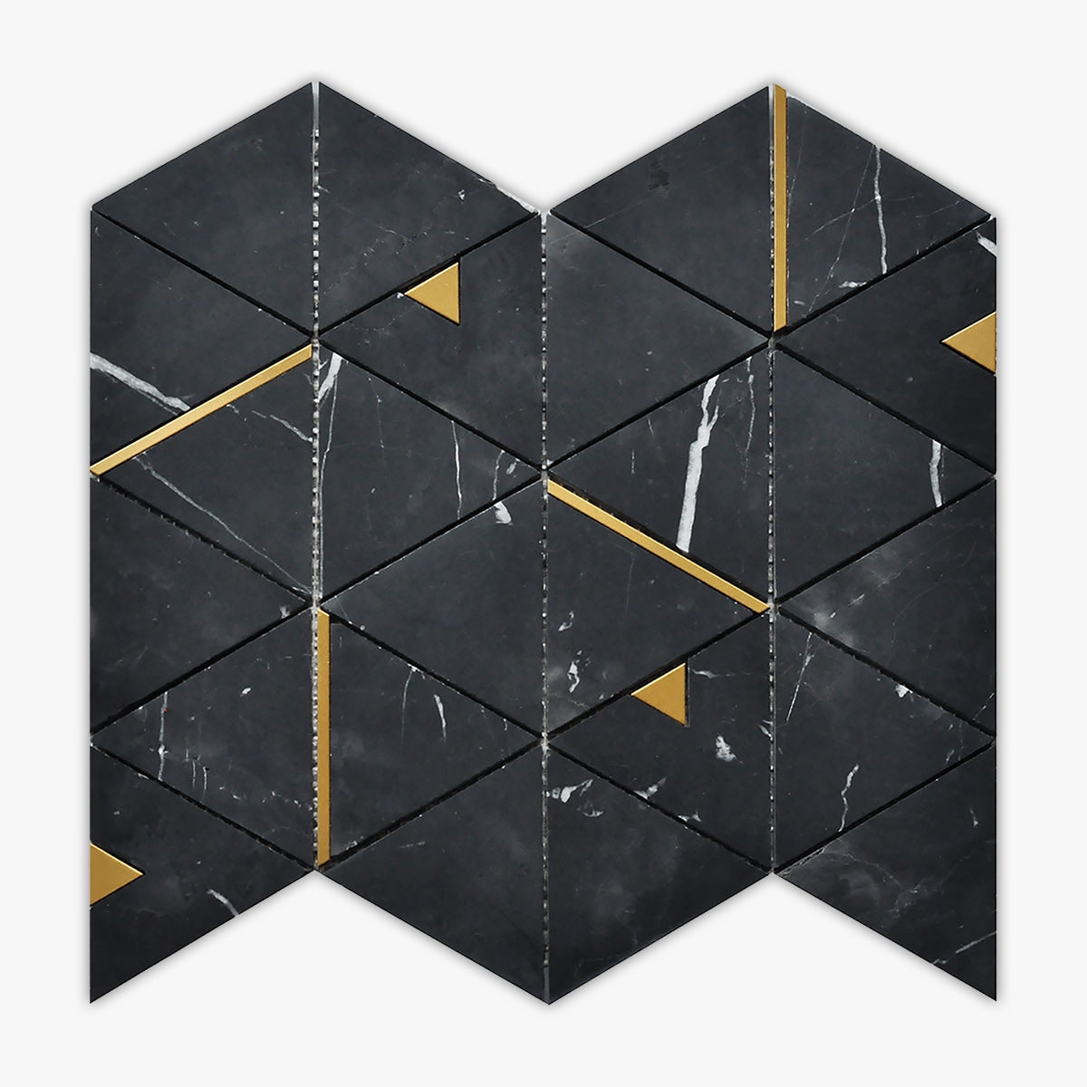 Rockart Nero Marquina Polished 12x14 Triangle Marble Mosaic Tile ...