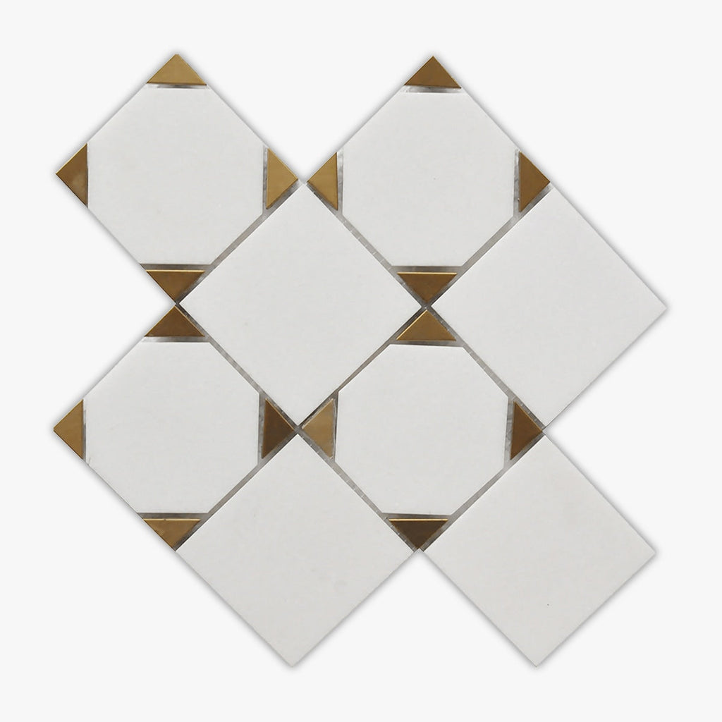 Rockart Thassos Polished 12x14 Square Marble Mosaic